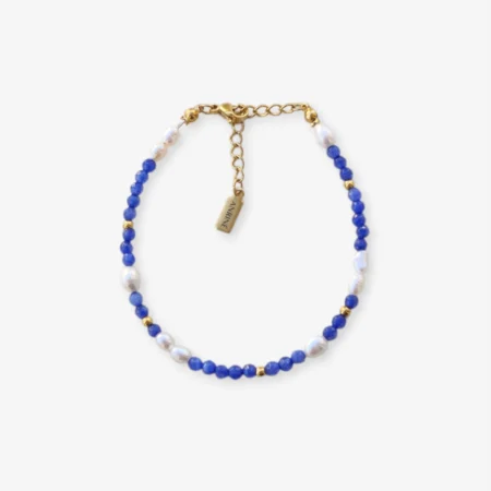 Valerie blue bracelet - Χειροποίητο βραχιόλι με μαργαριτάρια και μπλε πέτρες