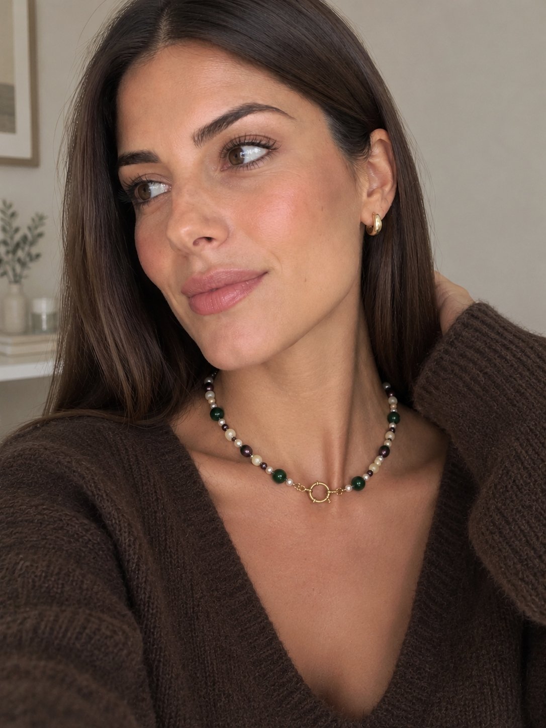 Estelle necklace Χειροποίητο κολιέ με γήινες αποχρώσεις & διαχρονική κομψότητα anrine κοσμήματα